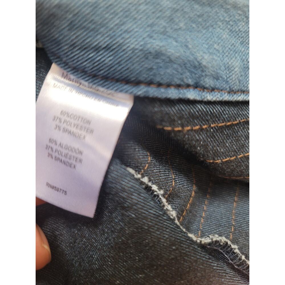 Marilyn Monroe Denim Pencil Skirt Sz M Full Front 2-Way Zip Knee Length Stretchy - Picture 9 of 12